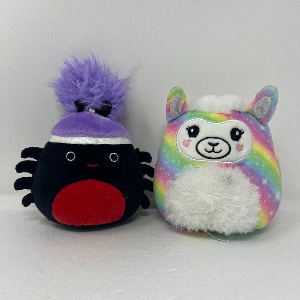 Squishmallow Bailey Rainbow Llama Bella The Black Spider Plush Kelly Toy